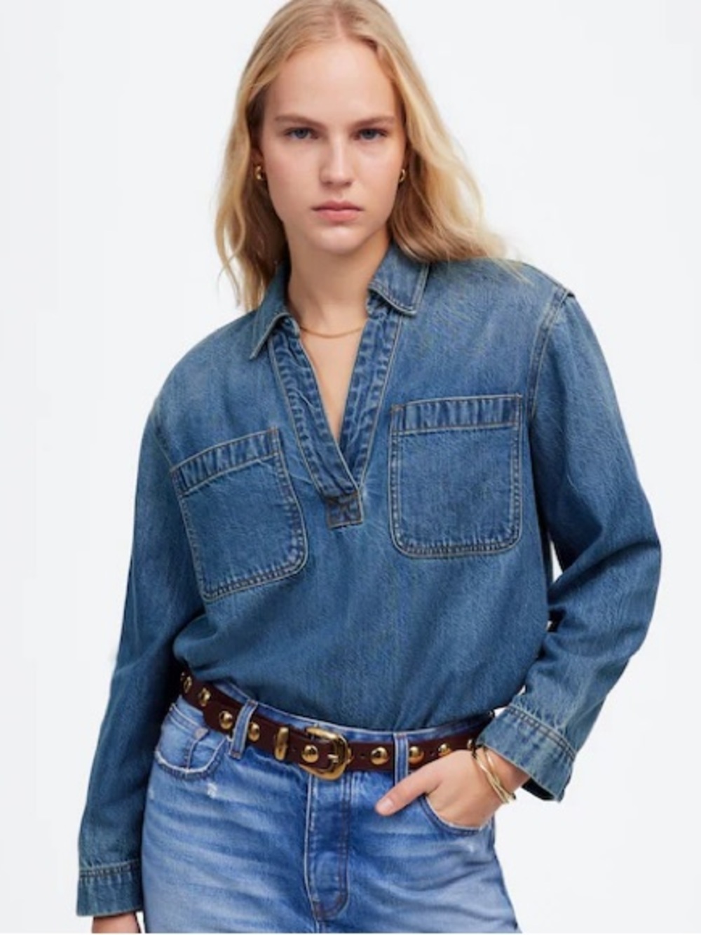 Madewell Denim Popover Tunic Shirt